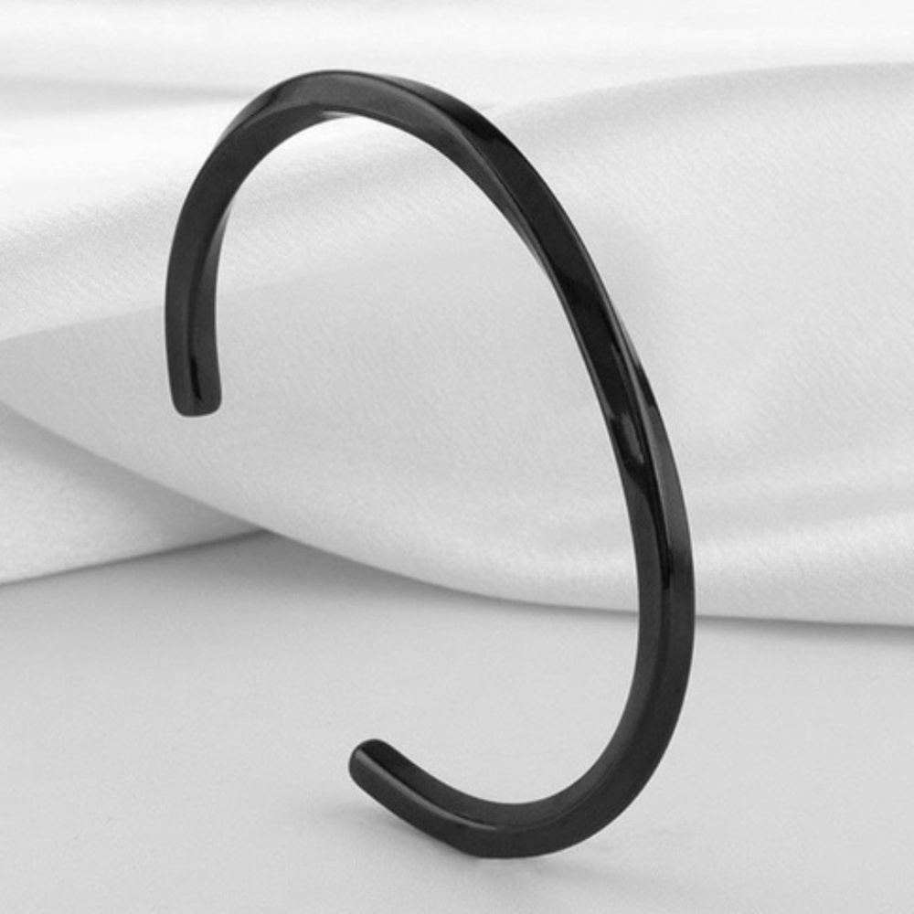 Stainless Steel Titanium Black Cuff Bracelet Wristband